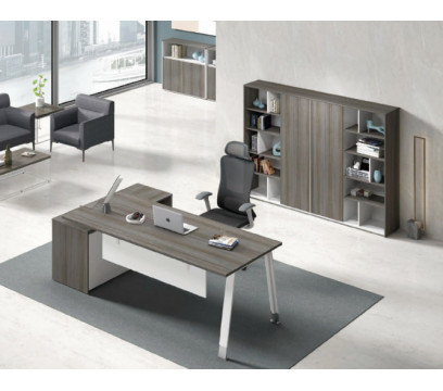 Офисный стол KANO Noqi (FNQ80R.16BJ) Brown&White (CF09)