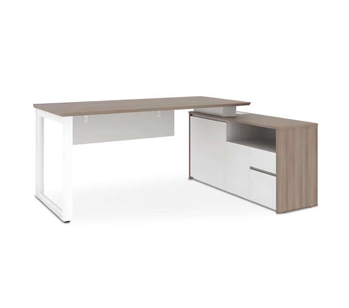 Офисный стол KANO Noqi (FNQ80R.16BJ) Brown&White (CF09)