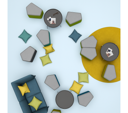 Пуфик KANO (SLN20.1B) B-MA03 gray Body: B-MA02 yellow