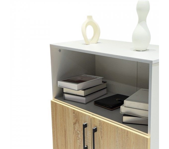 Шкаф для книг ERGO Middle-120 (SM) Белый/Ясень шимо