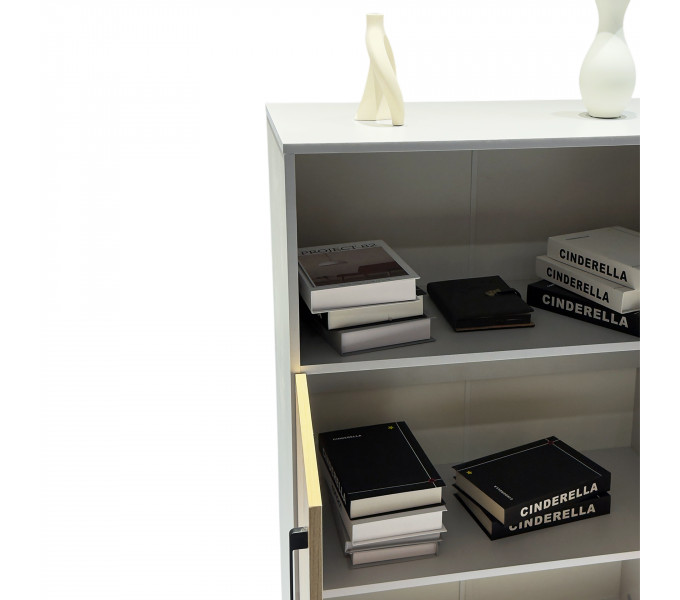 Шкаф для книг ERGO Middle-120 (SM) Белый/Ясень шимо