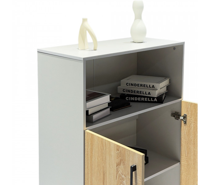 Шкаф для книг ERGO Middle-120 (SM) Белый/Ясень шимо