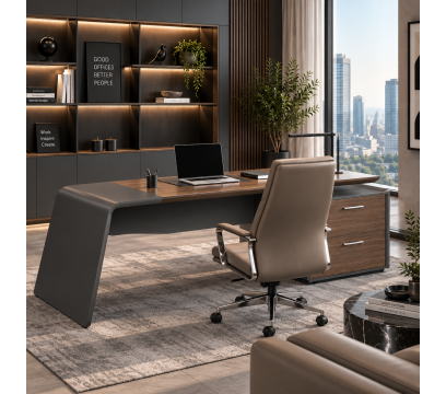 Стол руководителя STELLAR Arc Grey (OZ3403-24R)