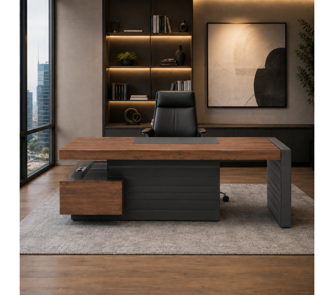 Стол для руководителя LAS JERA Brown (953R Bali Walnut) с планшетом