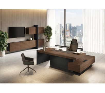 Стол для руководителя LAS JERA Brown (956L Bali Walnut) с планшетом