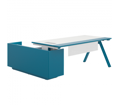 Офисный стол KANO Magic-2 (FMG80R-2.20) White&Blue (CF05)