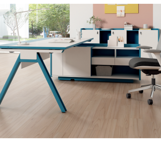 Офисный стол KANO Magic-2 (FMG80R-2.20) White&Blue (CF05)