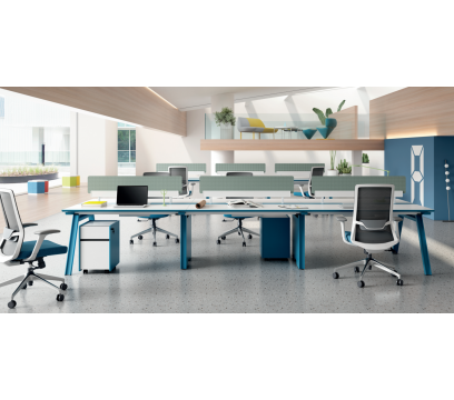 Бенч стол четырехместный KANO Magic-2 (FMG61-2.12) Blue&White (CF05)