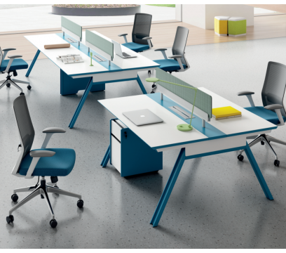 Бенч стол четырехместный KANO Magic-2 (FMG61-2.12) Blue&White (CF05)