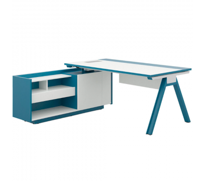 Офисный стол KANO Magic-2 (FMG80L-2.20) White&Blue CF05