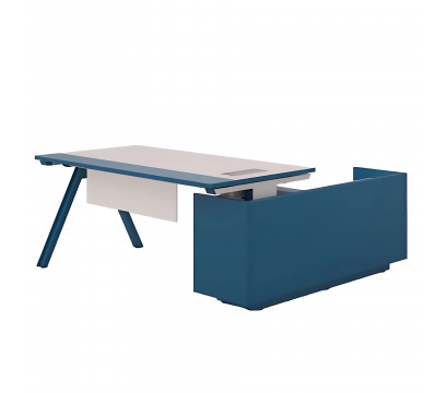 Офисный стол KANO Magic-2 (FMG80L-2.20) White&Blue (CF05)
