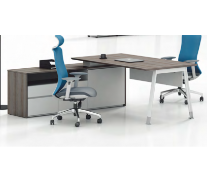 Офисный стол KANO Noqi (FNQ80L.18BJ) Brown&White (CF09)