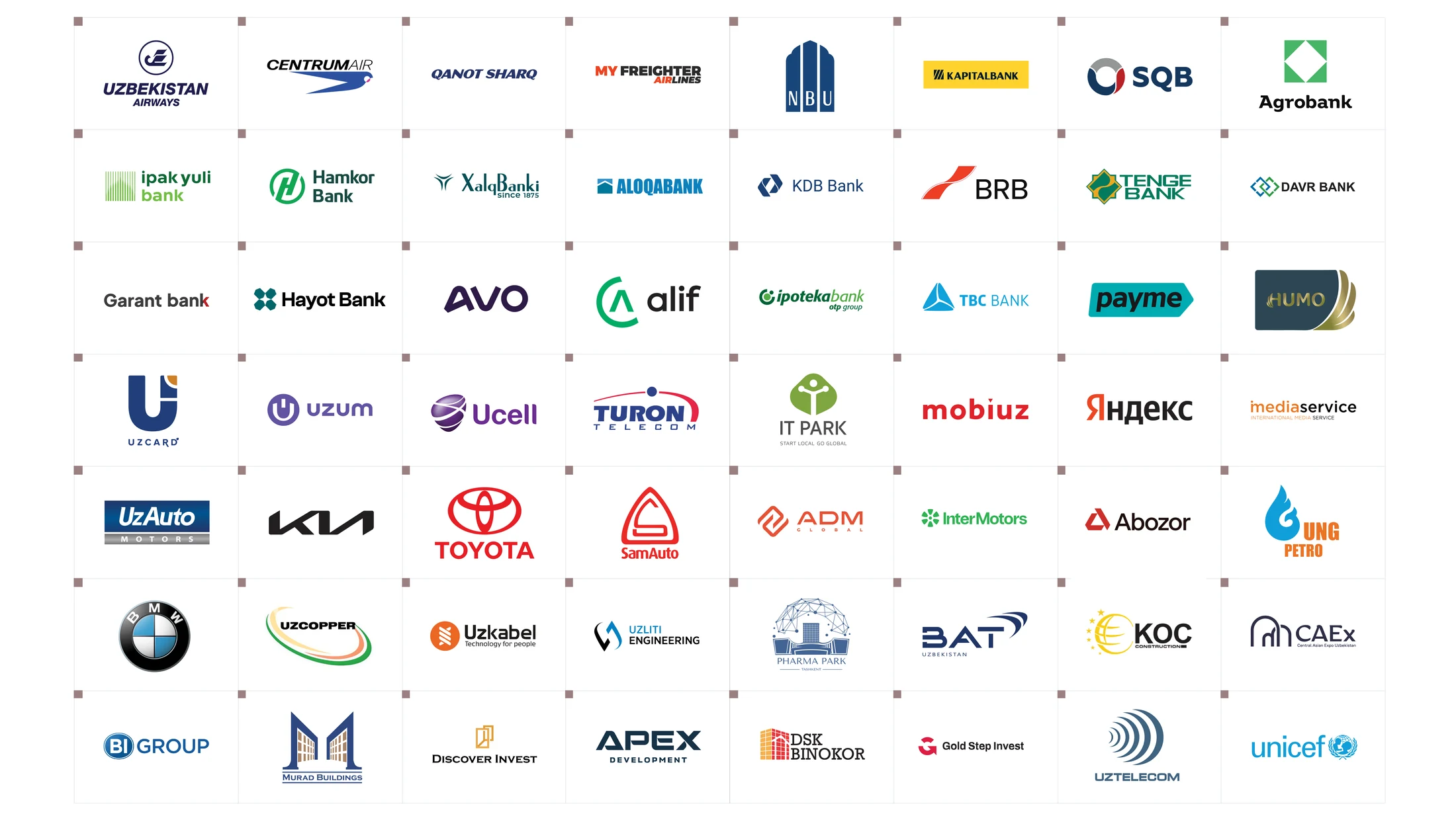 Клиенты ERGO: Uzbekistan Airways, Centrum Air, НБУ, Kapitalbank, Ipoteka Bank, IT Park, Uzum, Яндекс, Toyota, BMW, UNICEF и другие